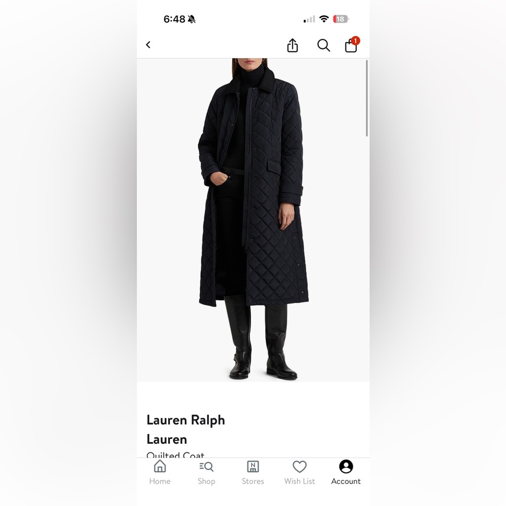 Ralph Lauren Black Quilted Long Puffer Coat